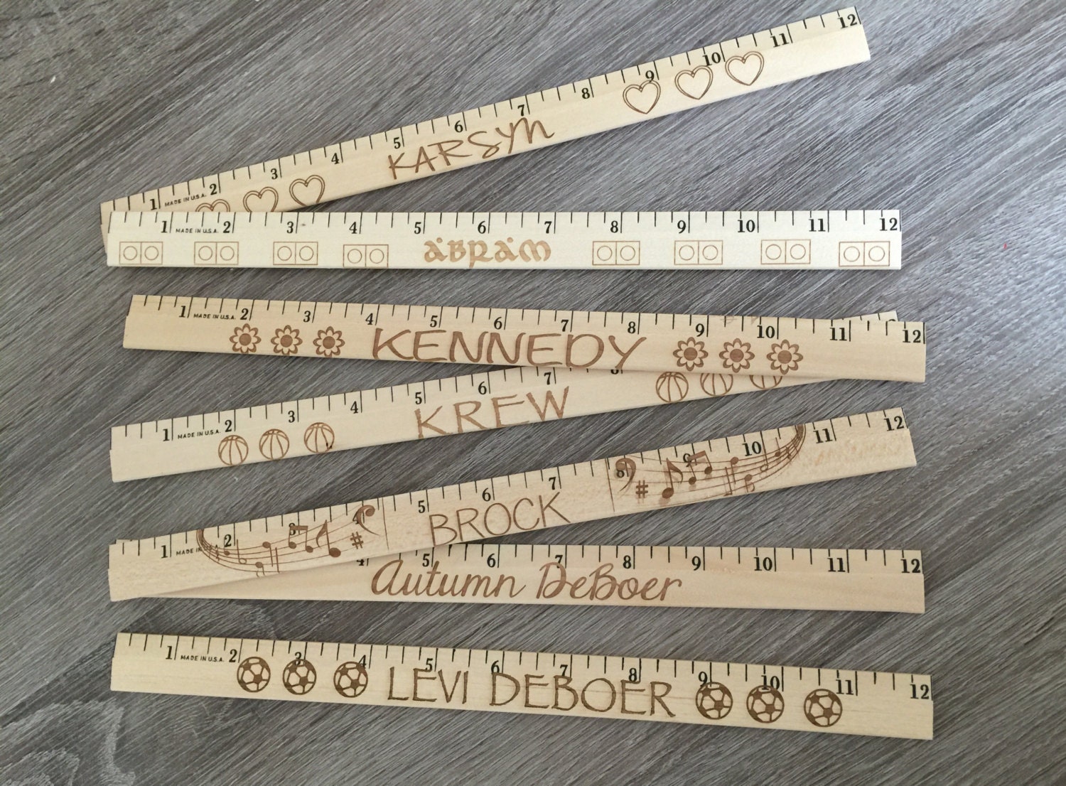 Personalized Rulers 12 wood rulers by RussetRoad on Etsy