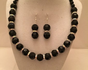 Black Crystal Sparkle Jewelry Set