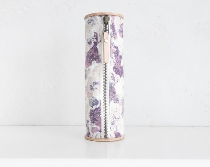 Pattern Pencil Case, Colorful Canvas Pencil Case, Back to School, Children Gift, Leather Pencil Case, Morning Glory Pattern, Purple Pink