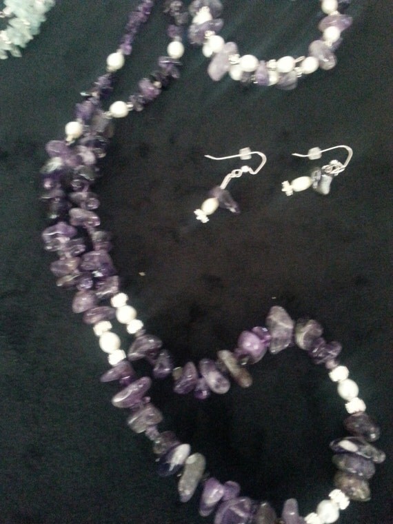 Custom made jewelry set with authentic Amethyst by CraftsByCeeCee