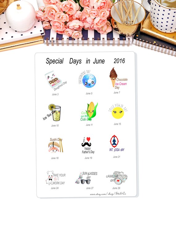 Special Days in June Celebrate Stickers Erin Condren by StiandCo