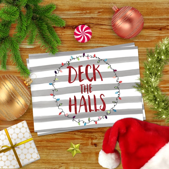 Christmas Card Deck The Halls Holiday Card by BookishDesign