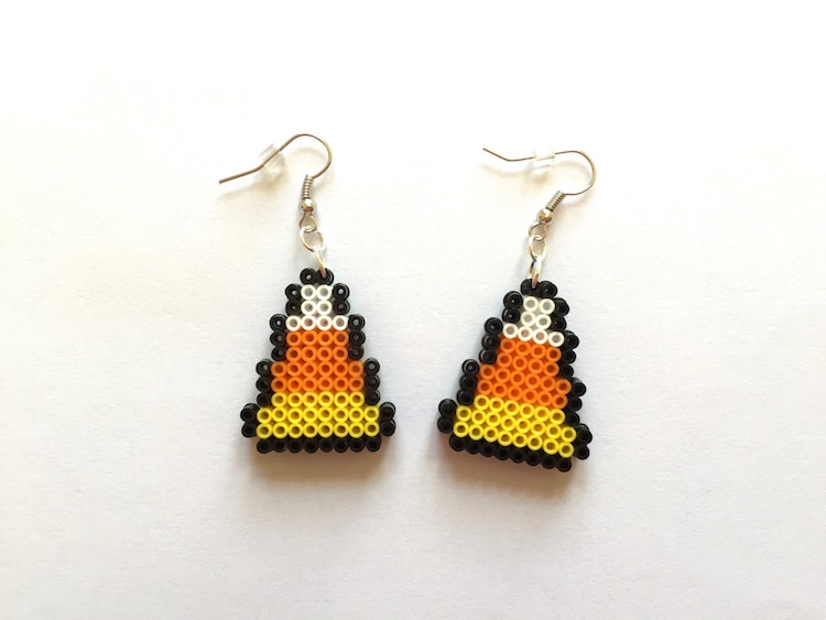 Halloween Candy Corn Perler Bead Earrings By Carafirascreations 9755