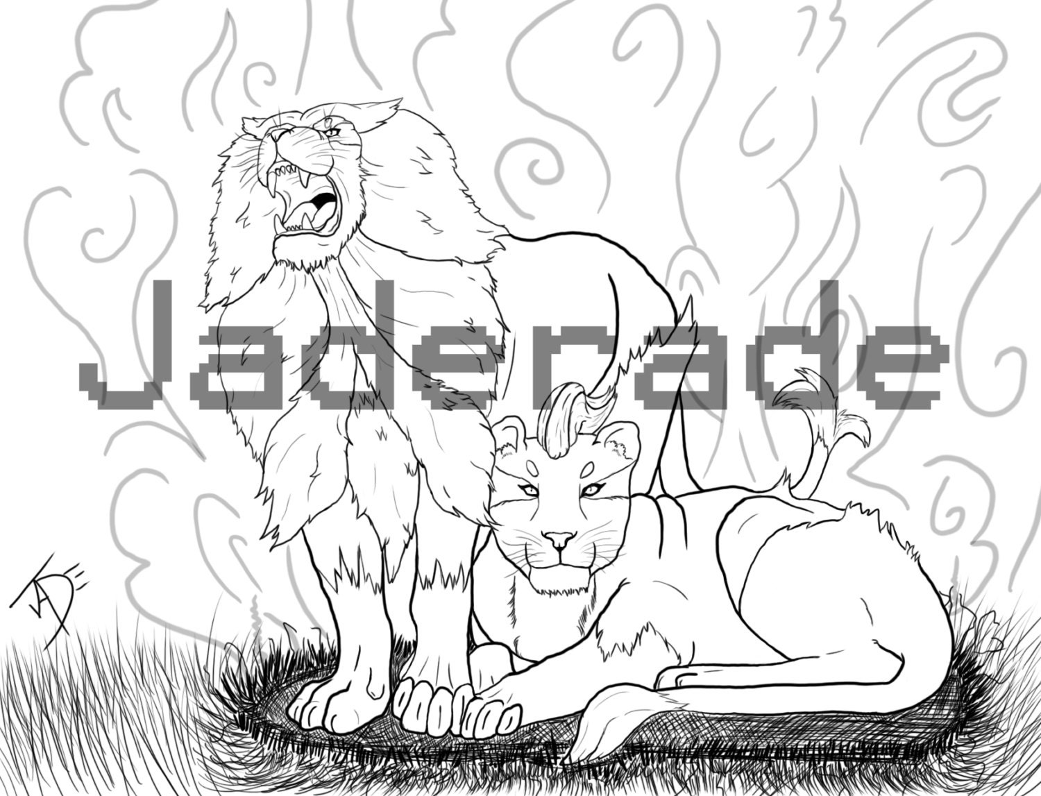 Pokemon inspired coloring page Pyroar Pokemon inspired coloring page Pyroar