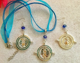 1 Set Time Travel Gold Tuner necklace And Earring