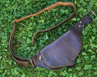 Leather utility belt boho chic, festival fashion, hip bag, hippie, waist bag, fanny pack, burning man, festival belt with pocket