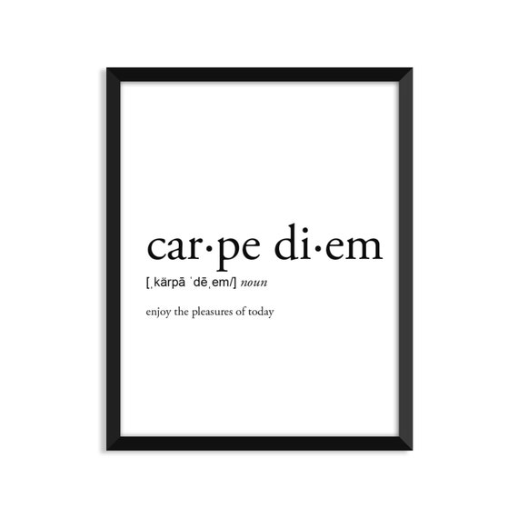 Carpe Diem definition romantic dictionary art print office