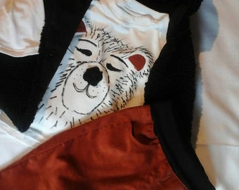 Reversible waistcoat, long-sleeved shirt and corduroy pants in size 68