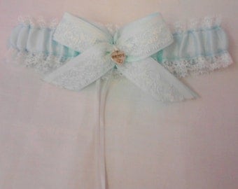 Heart laced Bridal Wedding Garter.Satin