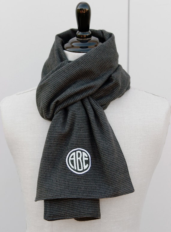 Personalized Mens Scarf Monogram Flannel Scarf
