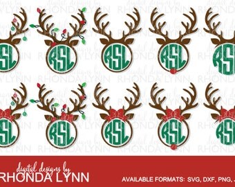 Reindeer Monogram SVG, dxf, jpg, png vector cut file, Christmas Deer Antler Monogram Frame, Deer Antler Monogram SVG, Christmas svg
