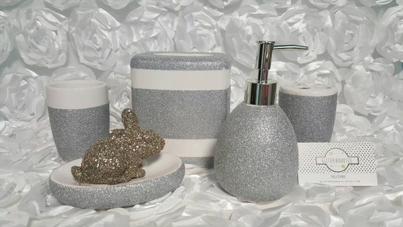 Glitter Bathroom Accessories// Soap Dish Soap Dispenser Tissue Glitter Bathroom Accessories// Soap Dish Soap Dispenser Tissue
