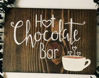 Hot chocolate bar sign, hot cocoa bar, wedding decor, handmade sign
