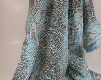 Teal Snake Print Fabric