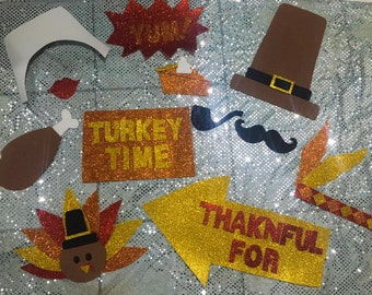 Thanksgiving photo booth props -Thanksgiving decorations - glitter props -Thanksgiving props- Thanksgiving photo booth - Thanksgiving day -