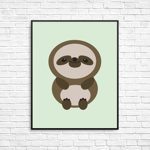 Sloth Wall Art Sloth Printable Decor Sloth Art Print Kids