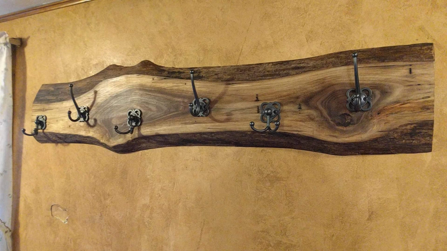 Live edge Black Walnut Coat Rack by IndianaBitNBrace on Etsy
