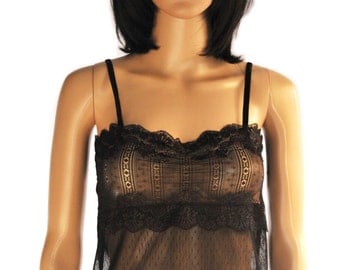 Black tulle and lace top