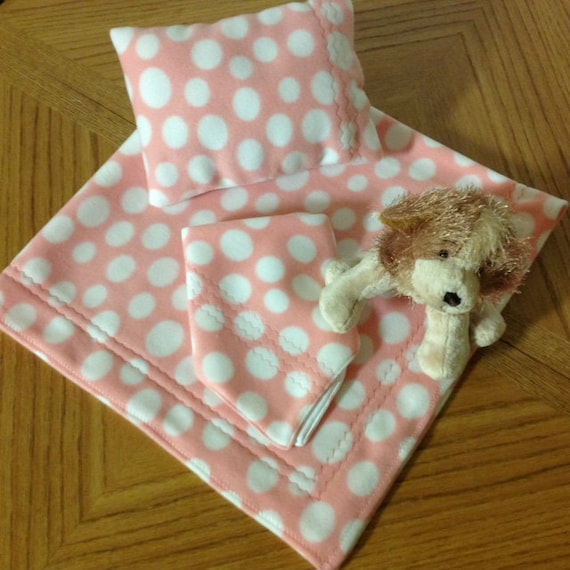 Fleece Blanket Pillow & Lovey Set Baby / Toddler Pink w/