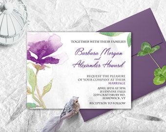Floral Wedding Invitation Watercolor Floral Wedding