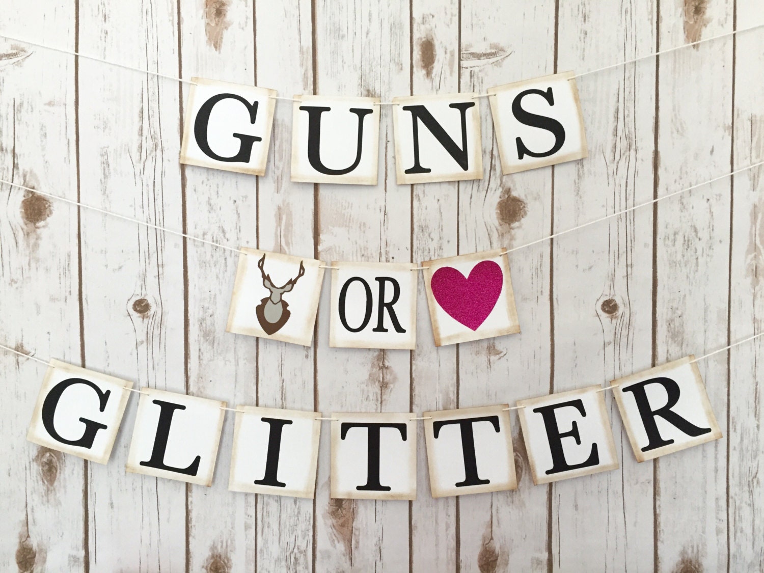 GUNS OR GLITTER Gender Reveal Banner gender reveal sign baby