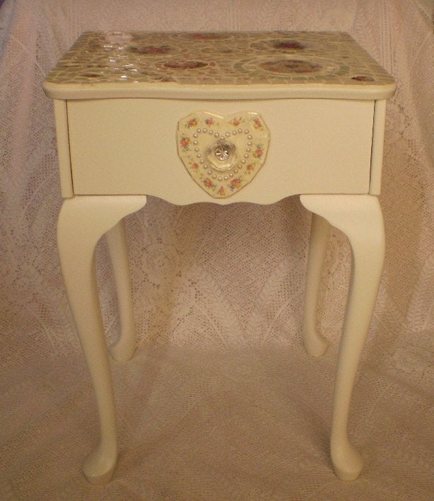 mosaic bedside table vintage shabby chic country by MosaicDivaAU