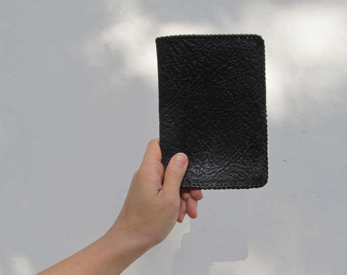 Black leather wallet, travel organiser, document storage, travel wallet, passport cover, vintage purse for insurance documents