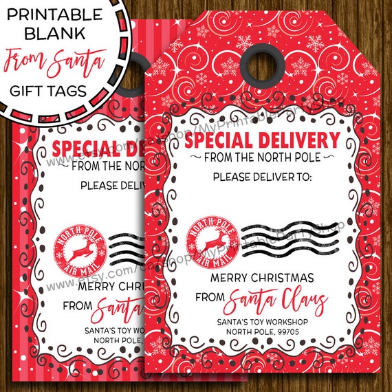 Items similar to Printable Christmas Gift Tags, BLANK From