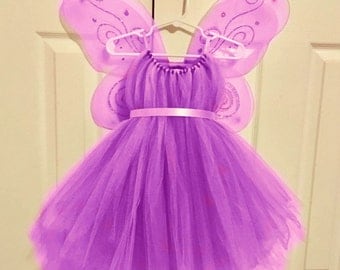 Fairy Costume - Purple Tulle Dress - Fairy Wings