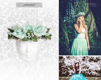 Headdress "pastels" flower head dress hair wreath