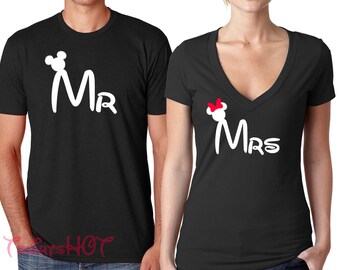Mr and Mrs Shirts, Disney Couple shirts, Matching Disney Couple shirts, Disney Mr Mrs y shirts, Disney Honeymoon shirts, Disney Wedding