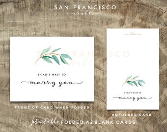 I Can't Wait to Marry You Card | Eucalyptus Wedding Card | To my Groom, To my Bride | Size A2 Folded Card | Printable PDF, Instant Download