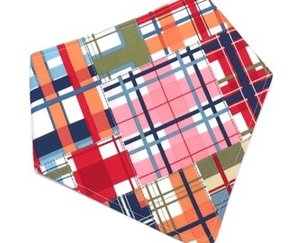 Bandana Bib, Drooler Bib, Baby Bib, Bandana Baby Bib, Bibdana for Girl or Boy - Gender Neutral Baby Bib - MADRAS PLAID