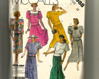 McCall's Misses' Top, Skirt and Bow Tie Pattern 2988