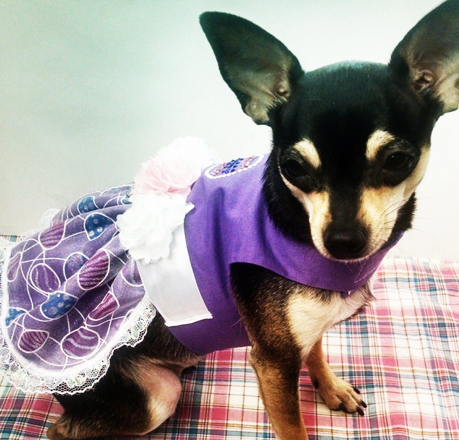 Dog Dress Easter Purple Crystal Easter Egg with Lace