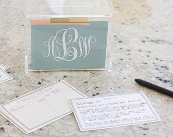 Personalized Recipe Box - Custom Recipe Box - Acrylic Recipe Box - Monogrammed Recipe Box - Acrylic Storage Box - Recipe Storage Box