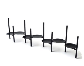 Modernist Black Metal Candelabra Candle Holder VKG Van Keppel Green Minimalist