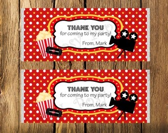 Printable Personalized Movie Night Birthday Large Candy Bar Wrappers
