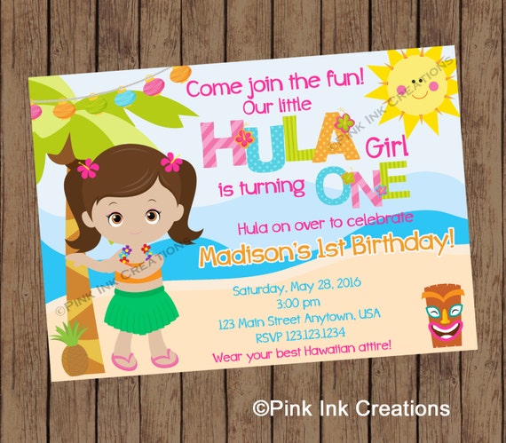 Hula Party Invitations Girl 10