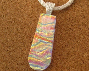 Fused Glass Pendant - Dichroic Pendant - Dichroic Necklace - Dichroic Jewelry - Fused Glass Jewelry - Textured Dichroic Pendant