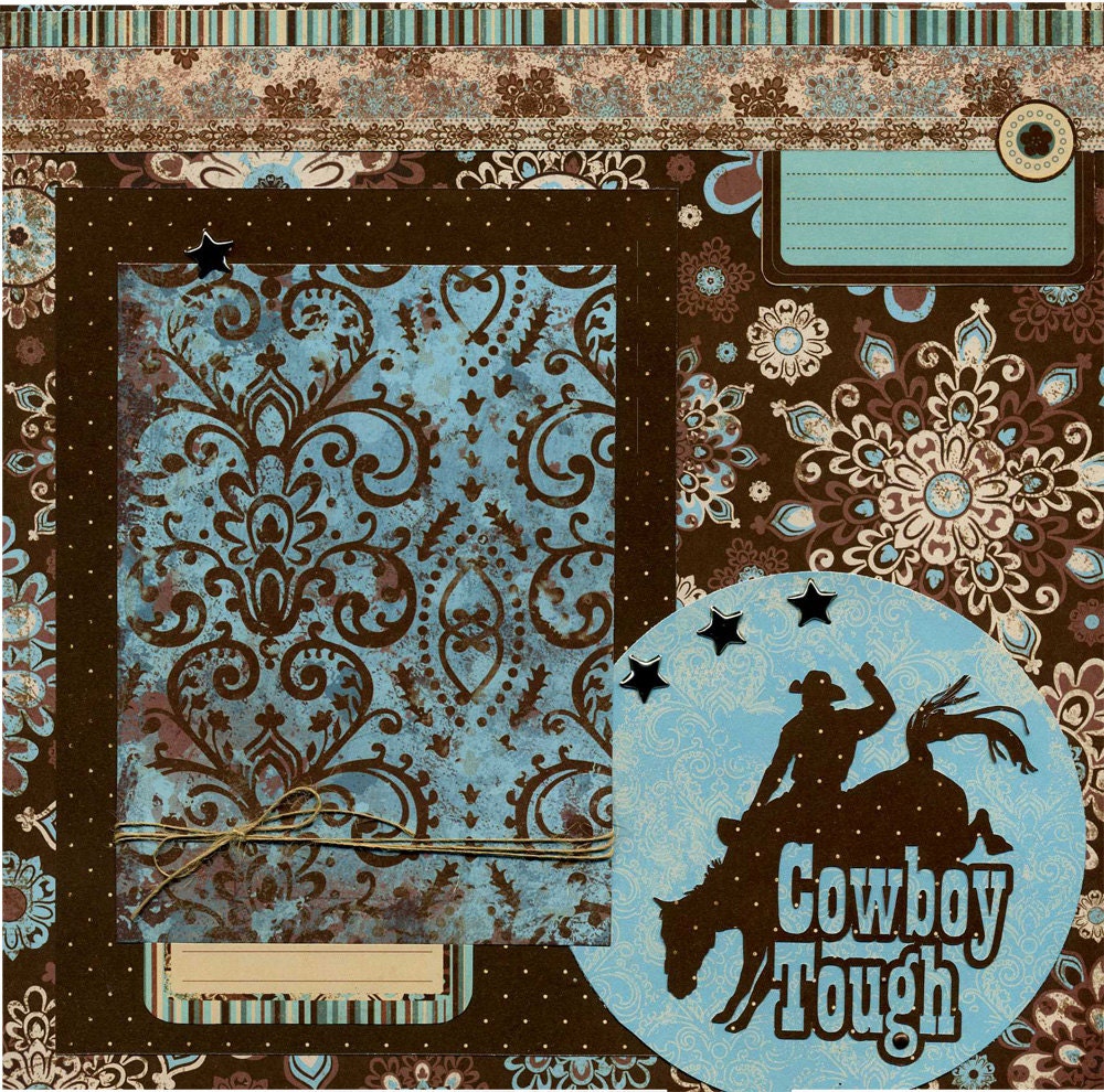 Cowboy Tough 12x12 Premade Western Scrapbook Page