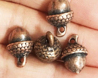 4 pcs of antique copper plated Acorn Charm 15x10mm, antique Copper Acorn charm, alloy charm