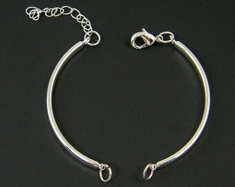 4 Pcs Bright Silver Bangle Bracelet Finding with Extender Chain Bracelet Component Jewelry Supply for DIY Bracelet Base |LG6-11|4