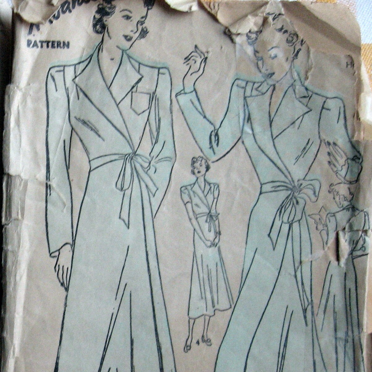 Vintage Housecoat Pattern | womens vintage robe pattern side wrap robe housecoat long or Vintage Housecoat Pattern | womens vintage robe pattern side wrap robe housecoat long or