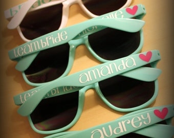Personalized sunglasses~great for bachelorette parties, bridesmaids, birthday parties, girls weekends, graduations and vacations