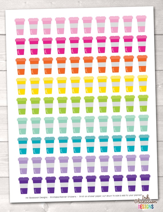 printable coffee cups planner stickers instant download printable