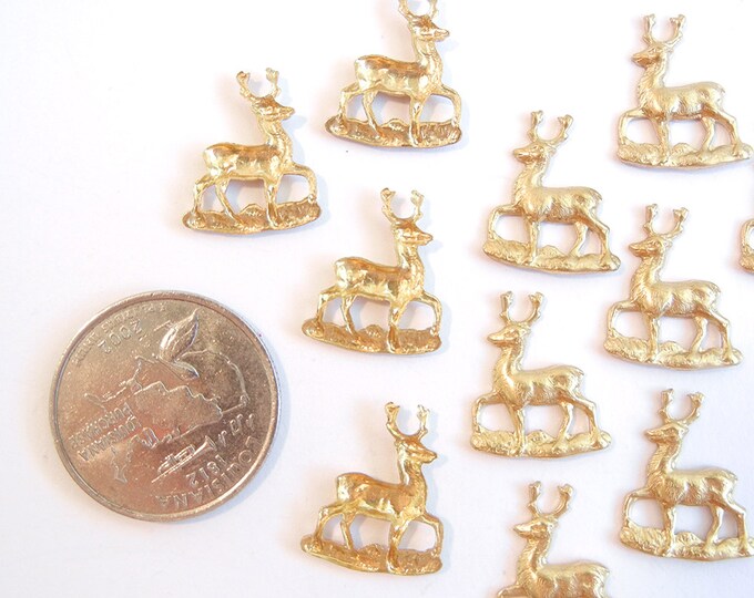 Two Very Small Brass Deer Stampings