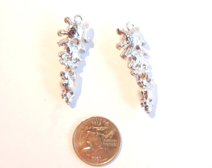 Pair of Silver-tone Rhinestone Faux Pearl Drop Charms