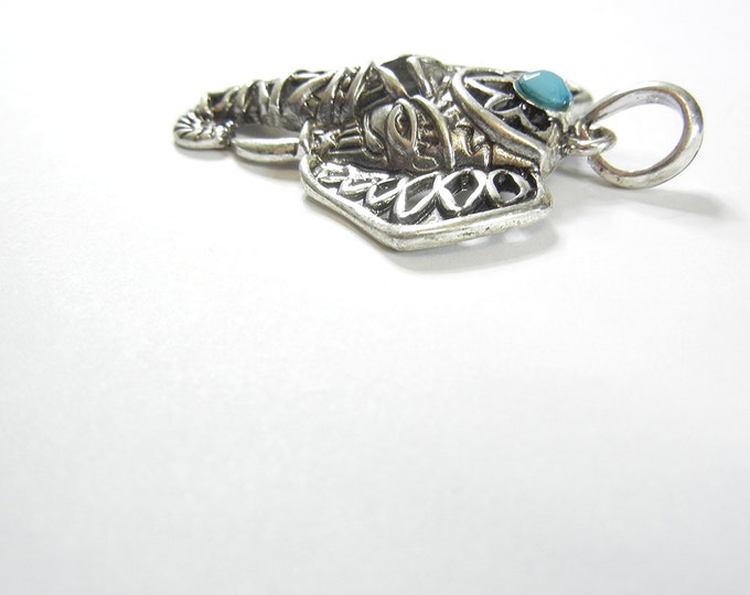 Antique Silver-tone Filigree Elephant Head Pendant