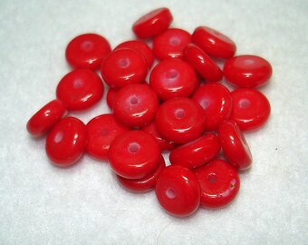 Red Glass Spacer Beads (Qty 26) - B2938